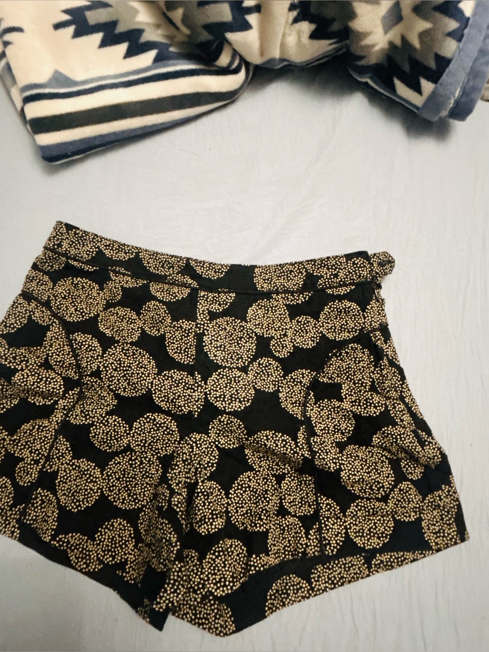 Cartonnier Black Shorts with Gold Dot Print